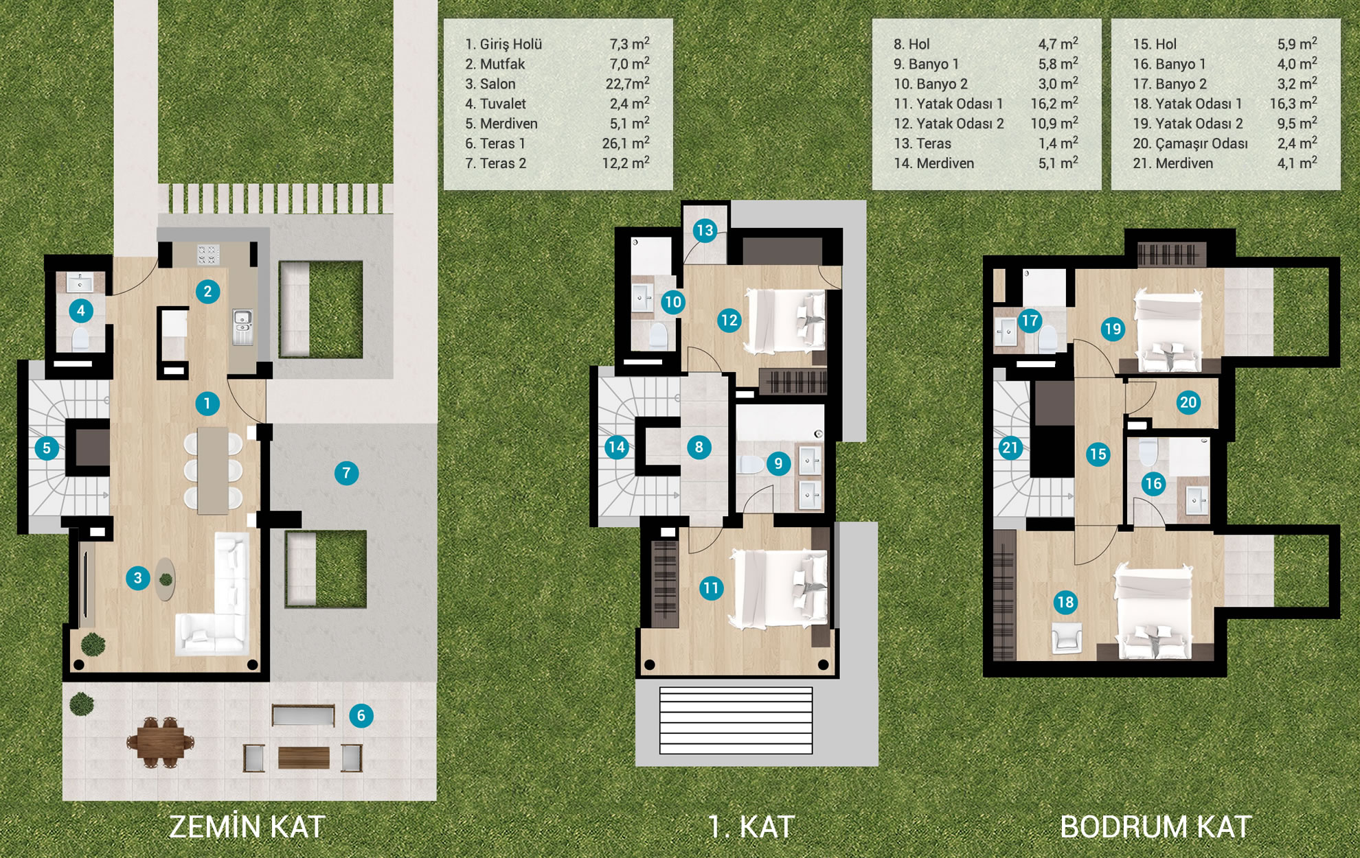 B4 Villa Kat Planları